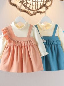 Princess Dress for Little Girls Baby Girls Clothes Cotton Blend Fabric A-Line Skirt Korean Style Floral Elements Spring Autumn