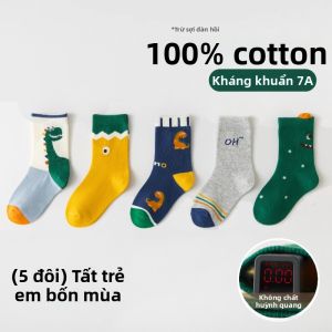 Vớ Trẻ Em Cổ Trung Bằng Cotton Chất Lượng Cao Kháng Khuẩn Thoáng Khí
