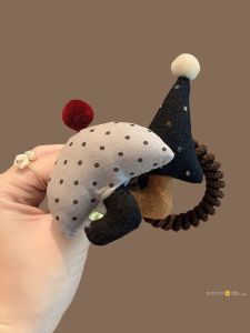 Cute Polka Dot Umbrella Hair Ties Childrens Accessories Three-Dimensional Filled Cotton Head Ropes Gentle Wind Hair Bands