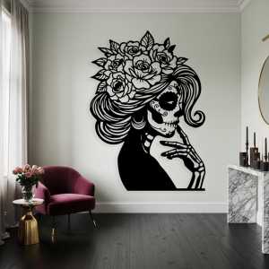 CIFbuy | Tranh Treo Tường Kim Loại Hình Người Phụ Nữ Đầu Lâu Đường Phong Cách Boho Trang Trí Ngày Lễ Hội Người Chết Quà Tặng Trang Trí Dia De Los Muertos CIFbuy