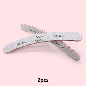 2/5/10/25Pcs Grey Nail File Curved Shape 100/180 Grit Double Sided Shape Compact Salon Tool for Gel Polisher Sanding Nail Files