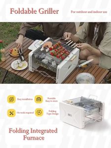 Locaupin Foldable Grills Stainless Steel Portable Camping Barbeque Griller with Wooden Handle For Indoor Outdoor Use Locaupin Grill - Lazada