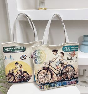 Large Capacity Canvas Tote Bag Womens Handbag 2023 New Style Single Shoulder Bag for After-School Tutoring And Casual Use