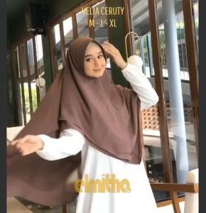 KHIMAR LANCIP VELIA SIZE M / L / XL CERUTY  DUA LAYER JILBAB INSTAN SYARI by elmitha hijab