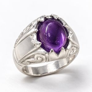 Natural Untreated Brazilian Amethyst 3 carat alpaka ring