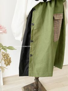 กระโปรงสั้นลายสก็อตสไตล์เกาหลีสำหรับเด็กผู้หญิง เดรสยาวปานกลาง ทรงตรง ผ้าผสมคอตตอนและเนื้อผ้าอื่นๆ คุณภาพระดับ B