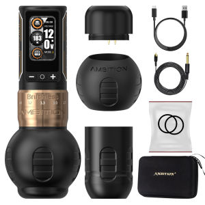 Máy Phun Xăm Không Dây Ambition Ninja Max 280 Hành Trình Điều Chỉnh 2.4mm-4.5mm Tay Cầm 54mm+34mm Động Cơ Không Chổi Than Pin 2400mAh