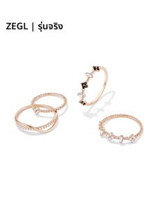 แหวนห่วงเปล่า ZEGL Rose Gold สำหรับผู้หญิง ดีไซน์เรียบง่าย สไตล์เกาหลี แหวนนิ้วชี้และแหวนปลายนิ้ว