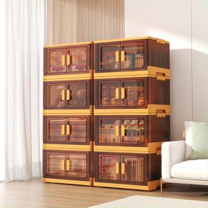 กล่องเก็บเสื้อผ้า กล่องเก็บหนังสือพับได้ กล่องเก็บของซ้อนกันได้พลาสติก กล่องเก็บของเล่นพร้อมล้อ