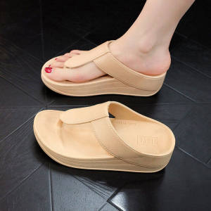 Thick Heel Womens Sandals Summer Outdoor Fashion Waterproof Slope Heel Soft Bottom Heightening Anti-slip Beach Clip Foot Slippers