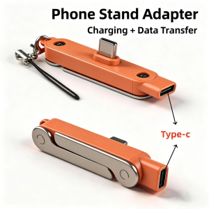 Type C Phone Charging Bracket Adapter 240W Fast Charging OTG USB-C Male to USB-C Female Converter With foldable Holder