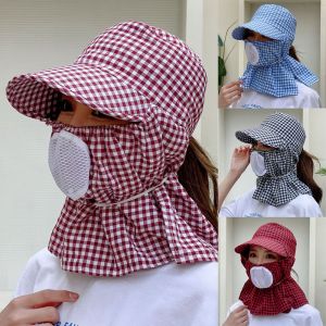 ZOOGGJZ ฤดูร้อนฤดูร้อนฤดูร้อน ใบหน้าและลำคอ ป้องกันรังสียูวี หมวกกันแดดหมวก ที่ปิดหู หมวกสำหรับผู้หญิง ฝาครอบป้องกันสำหรับป้องกัน