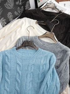 เสื้อสเวตเตอร์ถักคอตั้งทรงสั้นผ้าขนสัตว์สำหรับผู้หญิง ฤดูใบไม้ร่วง 2025 แฟชั่นใหม่สไตล์เกาหลี ทรงเรียบง่าย แขนยาว ปกติ