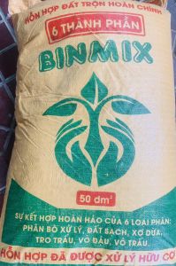 đất trồng rau hoa cây cảnh BINMIX 50dm3 (đã qua xử lý nấm bệnh) loại bao 25kg