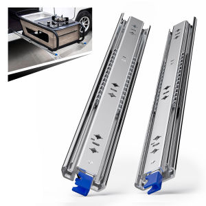 AOLISHENG 1 Pair Heavy Duty Drawer Slides with Lock 12 14 16 18 20 22 24 26 28 30 32 34 36 38 40 Inch 450 lb Load Capacity Side Mount Full Extension Ball Bearing Industrial Locking Rail