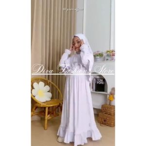 GAMIS ANAK POLOS REMPEL SET HIJAB - GAMIS ANAK SYARI SET HIJAB - GAMIS ANAK USIA 3-5 TAHUN
