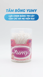 Tăm Bông Trẻ Em YUMY Baby Thân Giấy Hộp Vát Size M – Combo 12 Hộp x 180 Que (TB01-627) Mềm Mịn An Toàn Cho Bé