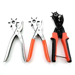 Carller 3pcs Belt Punching Hole Hand Tool Revolving Multi-function Punch Pliers Clothes Belt Hole Oval Hand Puncher Tool