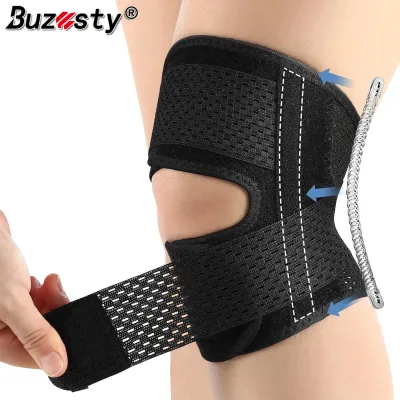 Buzesty Knee Brace for Knee Pain Compression Knee Support with Air Mesh Fabric Adjustable Knee Wrap with Side Stabilizers Ultra-Soft Bandage for Elderly Meniscus Tear ACL Arthritis Relief Hiking