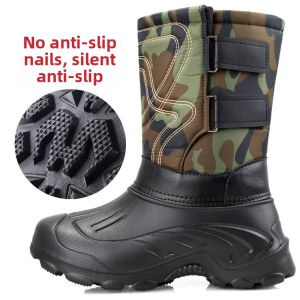 SHIPAILUO | Thickened Warm Winter Snow Boots Mens Fishing Boots Anti-slip Lightweight Fleece-lined Waterproof Ice Fishing Cotton Shoes