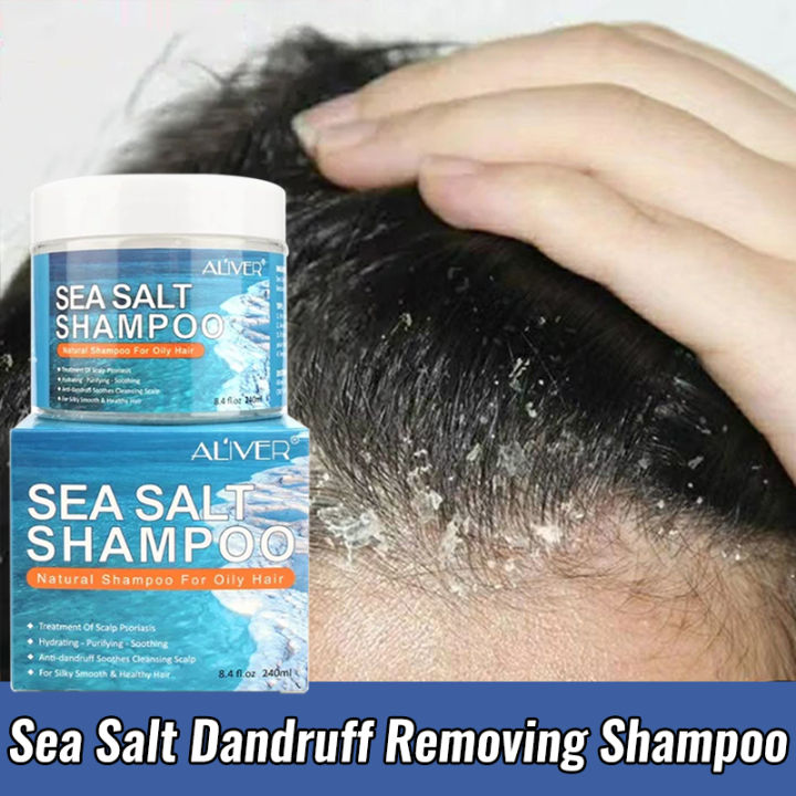 ALIVER Sea Salt Shampoo Anti Dandruff Hair Treatment Shampoo For Scalp Itching Psoriasis Shampoo Removal Mites Shampoo dandruff remover gamot sa balakubak sa ulo sa ulo ng tao