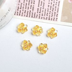 30PCS 3D Transparent Colorful Flowers Nail Art Charms Simulated Glossy Peach Blossom Mixed Nail Decorations for DIY Trendy Nails