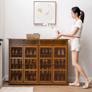 Shoe Organizer with Cover: Wood Shoerack & Large Storage Solutions