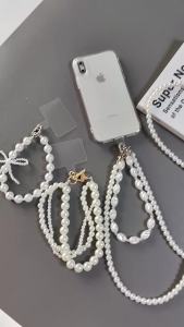 Universal Mobile Phone Lanyard Womens Crossbody Pearl Hanging Chain for Cellphone Handbag Short Phone Wrist Rope Pendent