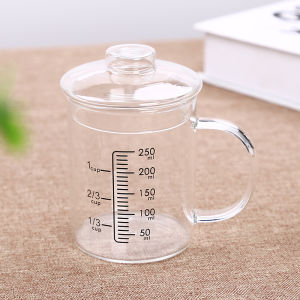 Yiji Heat Resistant Glass Measuring Cup Childrens Milk Cup with Scale Microwave Oven Water Cup Transparent Scale Cup with Lid