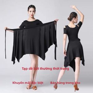 New Latin Dance Apron Triangle Scarf One-Piece Skirt Belt Adult Womens Square Dance Half-Skirt Butt Towel Practice Performance