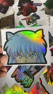 Stiker Hologram Inuyasha ukuran 8 cm