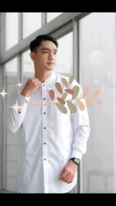 Baju Koko Al-Barkah Pria Lengan Panjang Polos Bahan Katun Toyobo Warna Putih Size S M L XL XXL