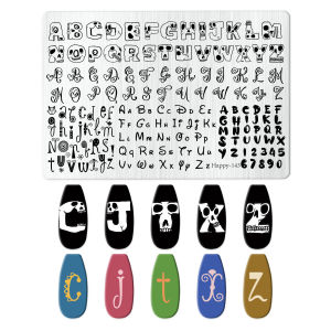 Cartoon Character Animal Stainless Steel Stamping Plate Template Linear Cat Kitten Flowers Face Halloween Ghost Abstract Drawing