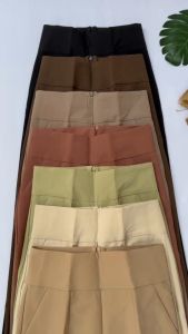 กางเกง 9 ส่วนผ้าลามาด้าซีปหลังทรงบอย กางเกงทํางาน กางเกงแฟชั่น กางเกงขายาว กางเกงลําลอง กางเกงผู้หญิง