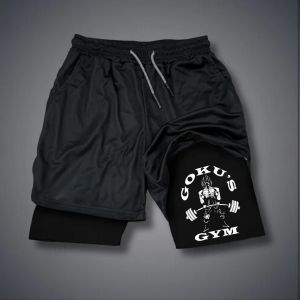 Bandai | Dragon Ball Mens Shorts Double Layer 2-in-1 Shorts Son Goku Anime Summer and Autumn Fake Two-piece Casual Lightweight Pants