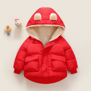 New Autumn Winter Thickened down Cotton Jacket for Kids Boys Girls Warm Outerwear Baby Coat Korean Style Hooded Poly Fiber