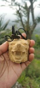 Kalung Kayu Kaboa Asli Sancang Motip Singa Buhun