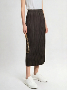 AMII | Fashionable Stretch Waistband Pleated Slimming Midi Skirt