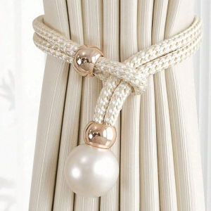 Pearl Curtain Tieback Adjustable Curtain Clip Tie Back Buckle Curtain Rope Pull-outs Curtain Decor for Home Bedroom Office