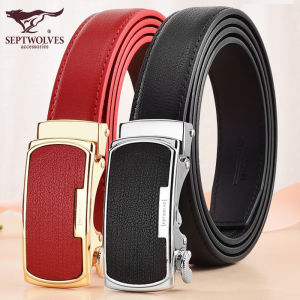 Seventeen Wolves Genuine Leather Belt Automatic Buckle Womens Fashion Business Professional Suit Pants Waist Belt 2025 New Style