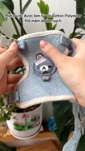 Dây dắt yếm cho chó mèo Dây yếm đeo cao cấp thú cưng hình mặt gấu dễ thương cotton thoáng khí
