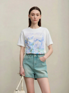 AMII | Monet Style Print Loose Casual T-shirt