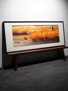 Handmade Chinese New Style Living Room Decorative Embroidery Painting Golden Autumn Rye Grass Finished Product Landscape Artwork