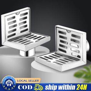 【Local Delivery】 304 Stainless Steel Side Row Drain L Floor Pipe Balcony Corner Side Drain Floor Drain Dual-use Side Drainage for Hotel Bathroom LZC-Wall-Floor-Drain-3.5inch