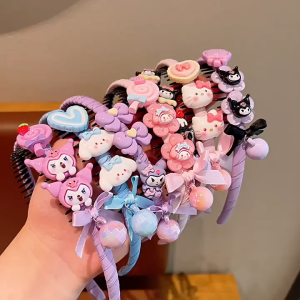 BANDO ANAK KARAKTER SANRIO LUCU RIBBON BALL NEW IMPORT KOREAN CARTOON HEADBAND CUTE SWEET GIRL