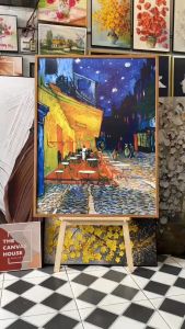 Tranh in Canvas Van Gogh - Café Terrace at Night (1888) - (Đã có khung móc đinh treo) - The Canvas House