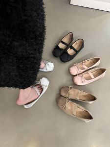 รองเท้าบัลเลต์ส้นแบน Mary Janes สำหรับผู้หญิง สีชมพู รองเท้าแตะส้นแบนสไตล์นางฟ้า รองเท้าส้นแบนสำหรับผู้หญิง รองเท้าแฟชั่นฤดูใบไม้ผลิและฤดูใบไม้ร่วง