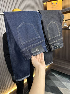 Denim Series Cotton Washed Casual Pants Mens Slim Straight Leg Jeans Long Trousers Autumn Season Fashion Comfortable Fit