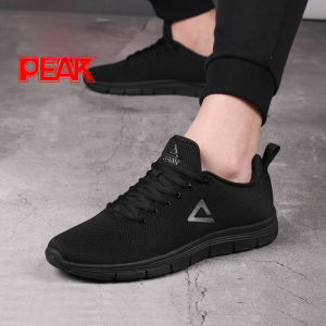 Peak Mens Running Shoes Spring Summer New Leather Surface Casual Sports Shoes Breathable Comfortable Lightweight Rubber Sole