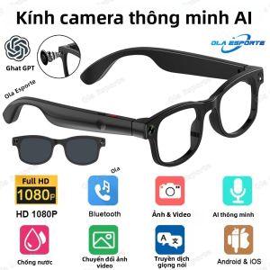 Kính Thông Minh AI Tích Hợp Chat GPT Camera 500W Gọi Bluetooth Trợ Lý Giọng Nói Pin 300mAh Dành Cho Android Và IOS